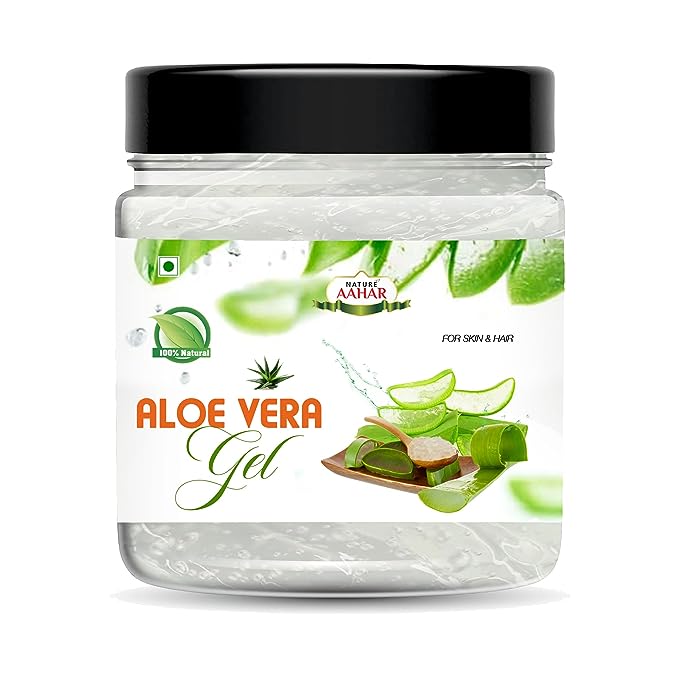 Nature Aahar Aloe Vera Gel For Face & Hair,Acne, Scars, Glowing & Smoothing Skin