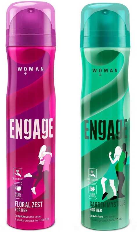 Engage Deo Combo 1 Floral Zest 150Ml And 1 Garden Mystique 150Ml Deodorant Spray  –  For Women(300 Ml, Pack Of 2)