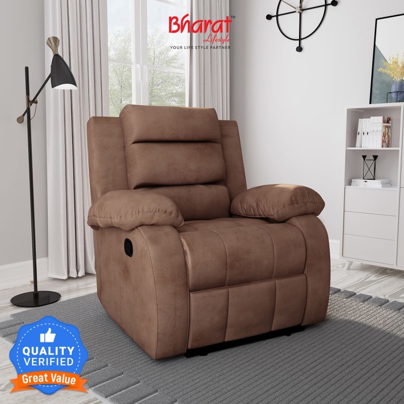 Bharat Lifestyle Austin Fabric Manual Recliner(Finish Color – Brown, Diy(Do-It-Yourself))