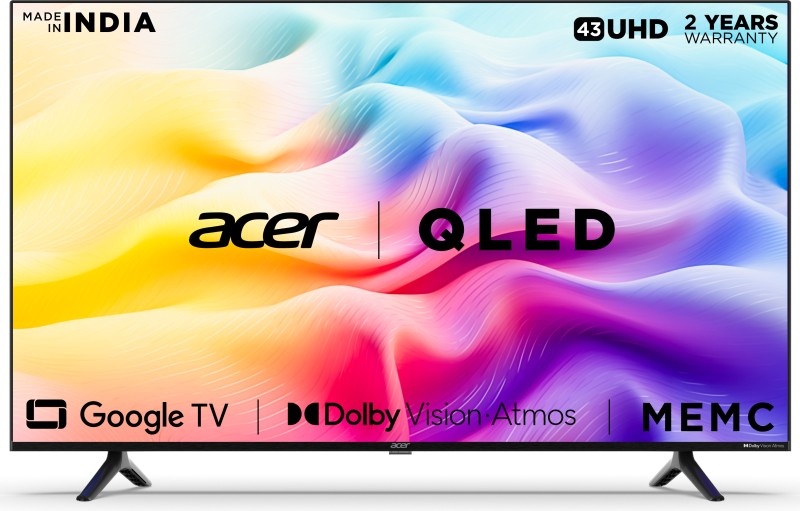 Acer V Series 108 Cm (43 Inch) Qled Ultra Hd (4K) Smart Google Tv(Ar43Gr2851Vqd)