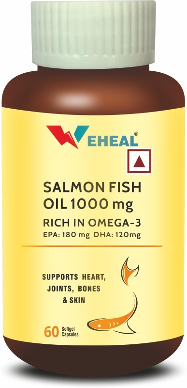 Weheal Salmon Fish Oil Omega 3 Capsule 1000Mg With Epa 180Mg And Dha 120Mg(60 No)