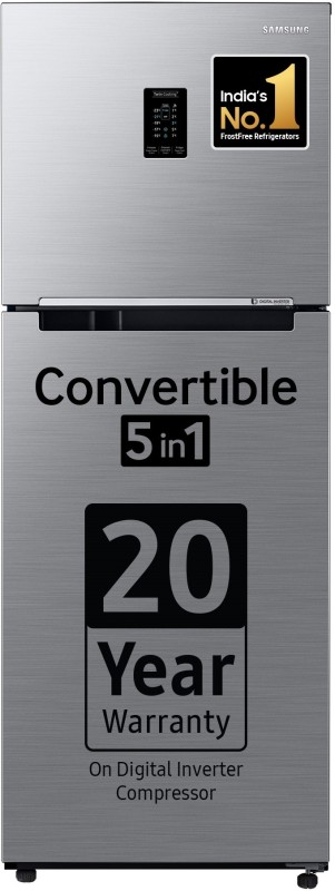 Samsung 301 L Frost Free Double Door 3 Star Convertible Refrigerator  With Convertible 5-In-1 Digital Inverter With Display(Refined Inox, Rt34C4523S9/Hl)