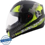 Steelbird Sba-1 Sanchari Full Face Isi Certified Helmet Fitted Clear Visor Motorbike Helmet(Matt Black Neon With Clear Visor)