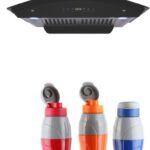 Hindware Divina 60 Cm Wall Mounted Chimney , Filter-Less , Free 4 Water Bottle Auto Clean Wall Mounted Chimney(Black 1200 Cmh)