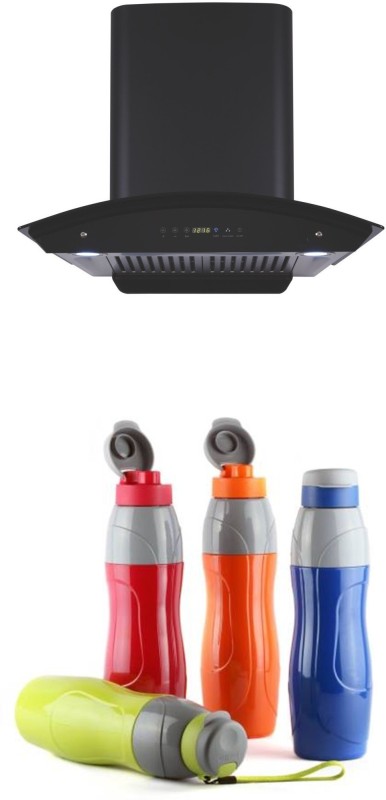 Hindware Divina 60 Cm Wall Mounted Chimney , Filter-Less , Free 4 Water Bottle Auto Clean Wall Mounted Chimney(Black 1200 Cmh)