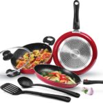 Milton Kitchen Jewel Plus Granito Induction Bottom Non-Stick Coated Cookware Set(Aluminium, 5 – Piece)