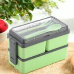 Omortex Rectangular Classy 3 Section Lunch Box With 1 Spoon & 1 Fork 3 Containers Lunch Box(1500 Ml)