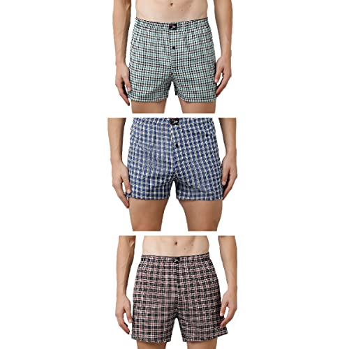 Rupa Jon Men’S Cotton Blend Modern Stretch Checkered Shorts (Pack Of 3) Checks Boxer 2_Multicolor_S