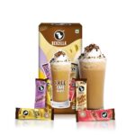 Bevzilla Premium Glass & 25 Flavoured Coffee Sachets Box |Makes 25 Cups Of Coffee| Butterscotch, Classic, French Vanilla & Turkish Hazelnut Flavour| Preimum Gift Box| Strong Coffee