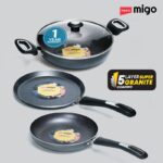 Impex Nonstick Granite 4 Pcs Festival Gift Set Fkt(G), 5-Layer Super Granite Induction Bottom Non-Stick Coated Cookware Set(Aluminium, 4 – Piece)