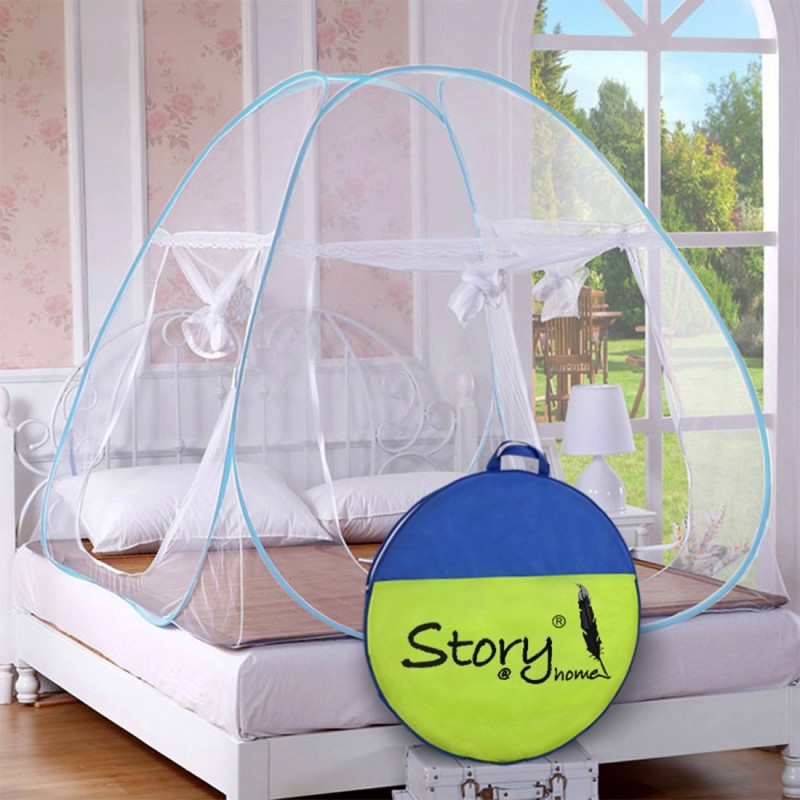 Story@Home Polyester Adults Washable Mosquito Net Mosquito Net(Blue, White, Tent)