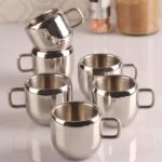 Abhay Enterprises Pack Of 6 Stainless Steel Double Wall Stainless Steel Apple Shaped Tea & Coffee Cups(Silver, Cup Set)