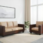 Westido Orlando Leatherette 3 + 1 Sofa Set(Cream Brown, Diy(Do-It-Yourself))