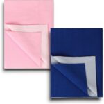 Hm Point Cotton, Bamboo, Microfiber Baby Bed Protecting Mat(Pink, Navy Blue, Medium, Pack Of 2)