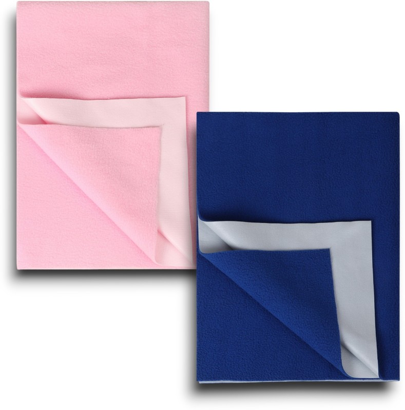 Hm Point Cotton, Bamboo, Microfiber Baby Bed Protecting Mat(Pink, Navy Blue, Medium, Pack Of 2)