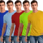 Ftx Solid Men Round Neck Blue, Light Blue, Red, Green, Yellow T-Shirt