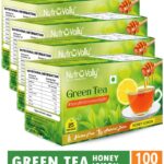 Nutrovally Lemon Honey Green For Weight Loss With Premium Green Leaves Honey, Lemon Green Tea Bags Box(4 X 25 Bags)