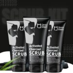 Qraa Activated Bamboo Charcoal Scrub With Essential Oils,For Deep Cleansing Pack Of 3 Scrub(300 G)