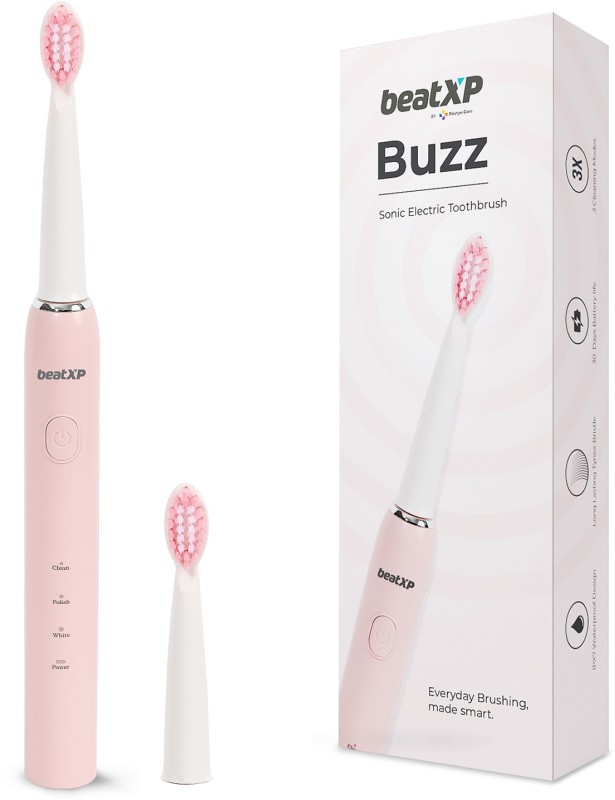 Beatxp Buzz Sonic Electric Toothbrush For Adults | 3 Smart Modes Electric Toothbrush(Pink)