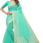 Magadis Solid/Plain Bollywood Georgette, Chiffon Saree(Dark Green)