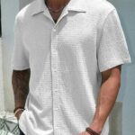 Combraided Men Solid Casual White Shirt