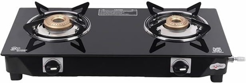 Smart Line Popular Smart Isi Marked Glass 2 Burner Lpg Cooktop Iron Manual Gas Stove(2 Burners)