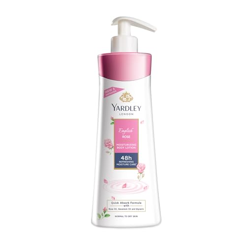 Yardley London English Rose Moisturizing Body Lotion With Germ Shield| Infused With Rose & Geranium Oil| Daily Use Hand & Body Lotion With Vitamin C & B3 For Women| 350+50Ml