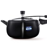 Kent Hard Anodised 5 Litre Pressure Cooker With Ss Inner Lid | 3.25 Mm Thick Base | Non Reactive, Non Toxic & Non Staining Food Grade Surface | Long Lasting Sealing Gasket | Induction Friendly | Black