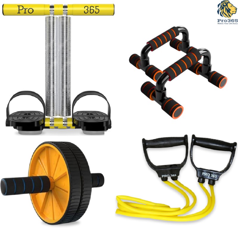 Pro365 Combo Of Double Tt, Pushup Bar, Toning Tube And Abdominal Wheel For Ab Exerciser Home Gym Kit