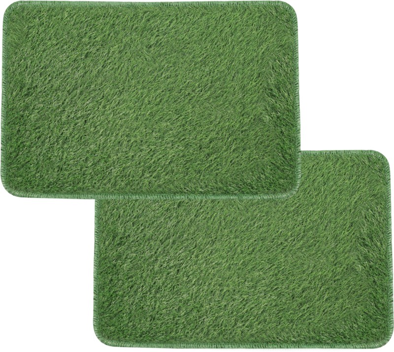 Status Artificial Grass Door Mat(Green, Small, Pack Of 2)