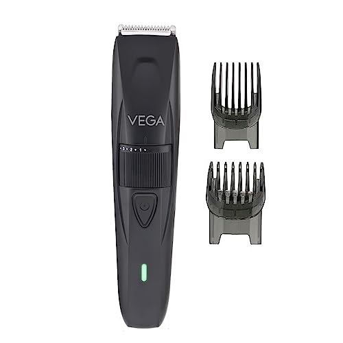 Vega Trimmer For Men With 90 Mins Runtime, Stainless Steel Blades & 40 Length Settings, 2 Comb Attachment, Cord And Cordless Use, Black, (Power Lite, Vhth-38)