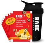 Rage Coffee Extra Strong Premium Blend Coffee Powder Sachets (Pack Of 100) | Instant Coffee & Chicory – 100% Arabica Beans For Hot & Cold Coffee + Multi-Purpose Shaker 400 Ml