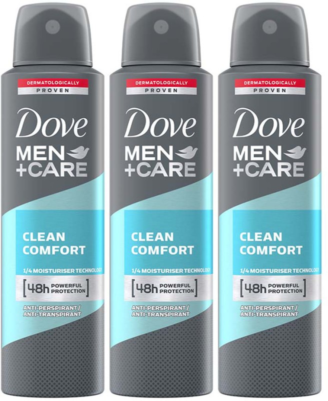 Dove Men+Care Clean Comfort Dry Spray Antiperspirant Deodorant (Pack Of 3) Deodorant Spray – For Men(450 Ml, Pack Of 3)