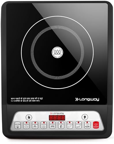 Longway Elite Plus Ic 2000 Watt Induction Cooktop With Auto Shut-Off & Over-Heat Protection With 8 Cooking Mode & Bis Approved | 1-Year Warranty | (Black, Push Button)