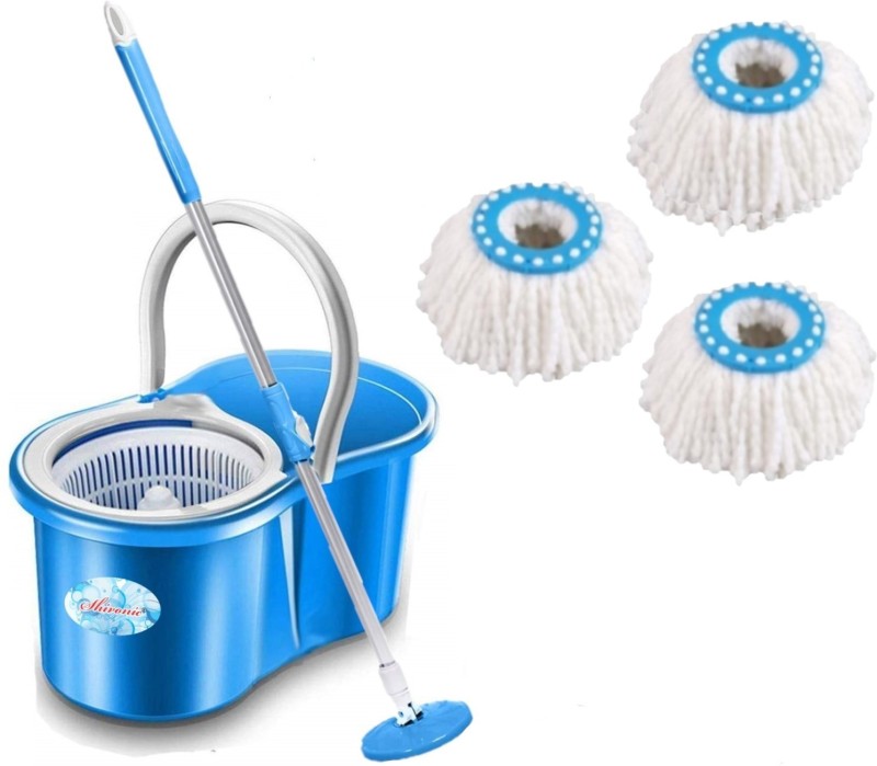 Shivonic Amazing Smart Easy To Clean Floor Magic Bucket 2 Absorbers, Wet And Dry Mop Set(Blue)