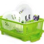 Ddecora Dish Drainer Kitchen Rack Plastic 3 In 1 Large Sink Set Drying Washing Basket (Green)