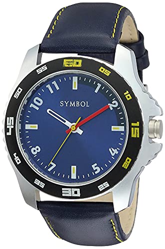 Amazon Brand – Symbol Faux Leather Spring-Summer’21 Analog Blue Dial Men’S Watch-Az-Sym-Ss21A-19C, Band Color-Black