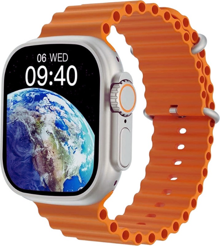 Zenx Ultra 8 Smartwatch Bt Calling,1.96″ Hd Display,Built-In Games,Ai Voice Assistant Smartwatch(Orange Strap, Free Size)