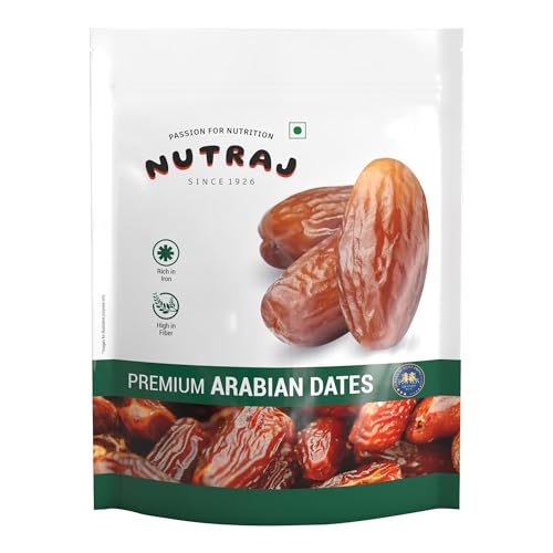 Nutraj Uae Arabian Dates (Khajur) 1Kg (500G X 2) Pouch Dried | Dry Fruits Grocery | Whole Dates