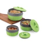 Paras Homeware Hot Chef Casserole| Bpa Free | Food Grade | Easy To Carry | Easy To Store For Rice, Curry, Roti |Green – Set Of 3 | 600Ml, 1100Ml 1800Ml