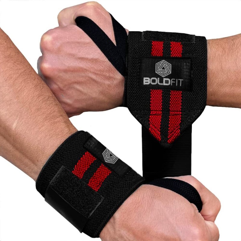 Boldfit Wrist Band For Men & Women, For Gym. Supporter(Red, Black)