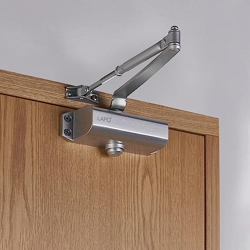 Lapo Heavy Duty Aluminium Automatic Hydraulic Double Speed Door Closer For Home Office | Aluminium And Wooden Soft Door Closers With Fitting Set For All Door Weight Up To 75 Kg (Silver Finish)