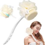 Vekaa 2 In 1 Back Body Bath Brush With Bristles And Loofah Back Scrubber