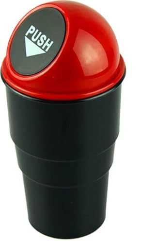 Malvas Home Mini Car Trash Bin Can Holder Dustbin – Black (L 17 X W 6.5 Cms)(Plastic, Manual-Lift) Red