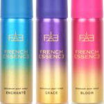 French Essence Luxury Combo Pack Enchante,Aura & Bloom (50Ml Each) Long Lasting Fragrance Deo Deodorant Spray  –  For Women(150 Ml, Pack Of 3)