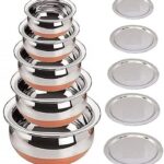 Limetro Steel Copper Base Handi With Lid / Urli Set Cookware Set(Stainless Steel, 5 – Piece)