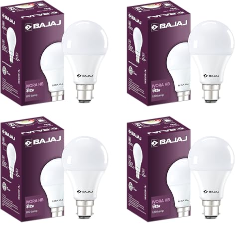 Bajaj Ivora Hb Led Lamp 12W Cdl B22 | Energy Efficient | Short Circuit & Open Circuit Protection | Environmental Friendly | Ir, Uv Free | Led Bulb For Home | (Pack Of 4) | 1 Yr Warranty