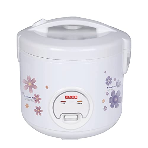 Usha Rice Cooker Jrc28W 1000 W 2.8 Liters Capacity With Portable Design (Carry & Go), 2 Years Warranty (White)