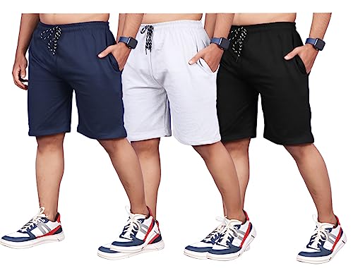 Ogrea Men’S Cotton Shorts | Shorts For Mens | Mens Shorts (Pack Of 3) (Large, Black, Navy & Grey)