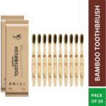 Imvelo Bamboo Toothbrush With Charcoal Activated Soft Bristles | Adult – Pack Of 10 Soft Toothbrush(Pack Of 10)